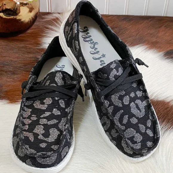 Gypsy Jazz Dexter Black Animal Print Slip On Sneakers 💖🖤 - Picture 1 of 6
